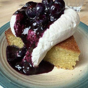 Cafe Olli - Olive oil cake with blueberries and whipped cream - Cafes Near Me - Portland, Oregon Cafe Olli - Olive oil cake with blueberries and whipped cream - Cafes Near Me - Portland, Oregon