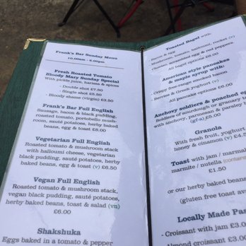Frank's Bar - Brunch menu at Frank's - Bars Near Me - Norwich, NFK