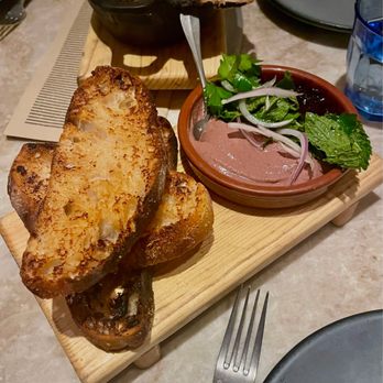 Avec River North - chicken liver crostini with seasonal preserves - Mediterranean Near Me - Chicago, Illinois
