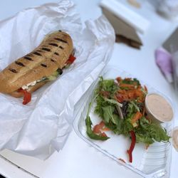Pacific Cafe & Catering - Roasted veggie panini and garden salad w chipotle ranch! I crave this 24/7