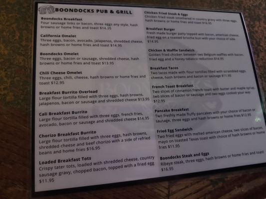 Menu photo 1 Boondocks Corona, CA