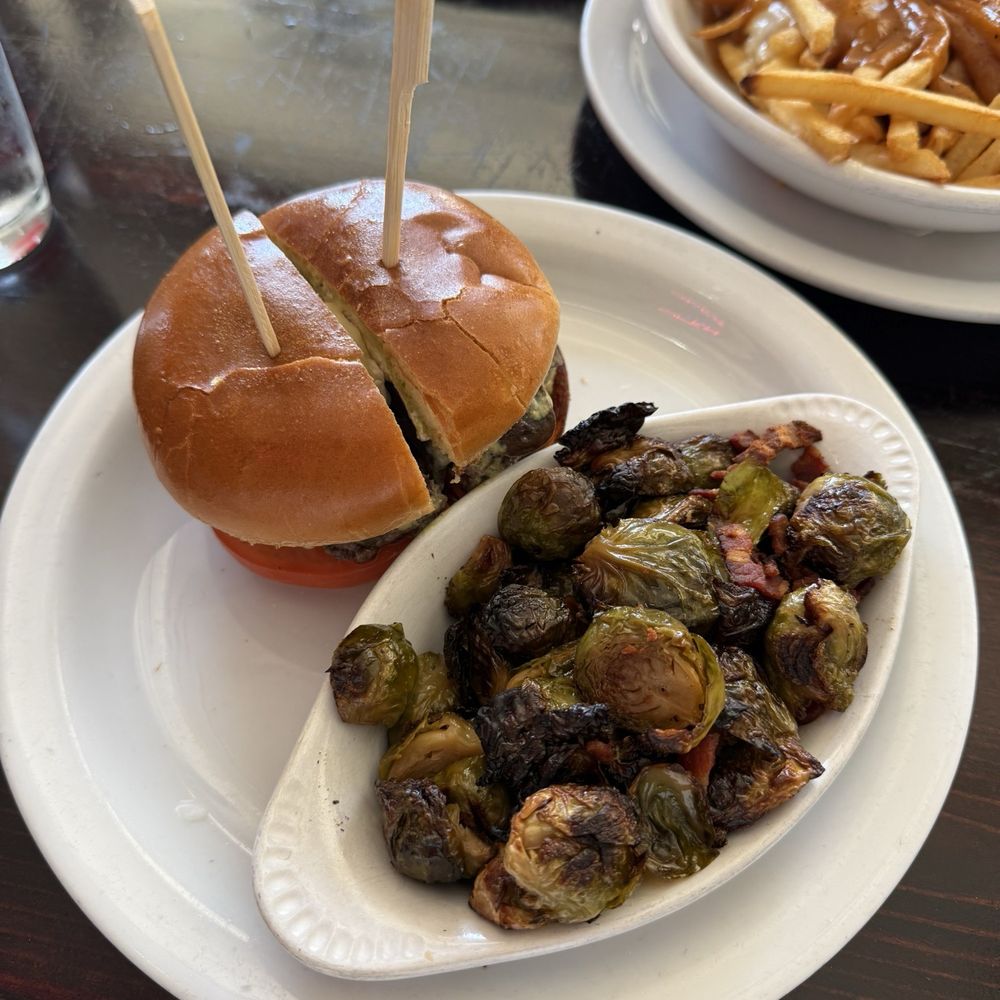 The Refuge - Brie Burger, Brussel Sprouts - Burgers Near Me - San Carlos, California The Refuge - Brie Burger, Brussel Sprouts - Burgers Near Me - San Carlos, California