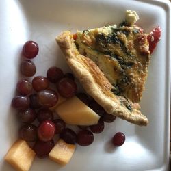 Promenade Artisan Foods - Quiche of the Day: Roasted Red Pepper added fruit as side