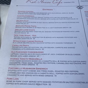 Red House Cafe - Current dinner menu - Breakfast & Brunch Near Me - Pacific Grove, California Red House Cafe - Current dinner menu - Breakfast & Brunch Near Me - Pacific Grove, California