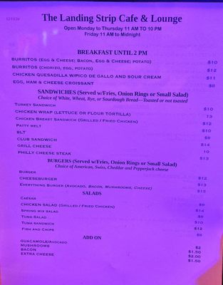 Menu photo 2 The Landing Strip San Diego, CA Menu photo 2 The Landing Strip San Diego, CA