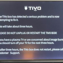 Mediacom - This message has been on my tv since their tech came to "fix" our cable over 24 hours ago. Now we have zero tv's working in our home.