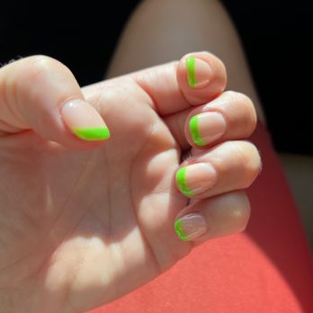 La Fleur Nails Norman - Neon green French tip - Nail Salons Near Me - Norman, Oklahoma