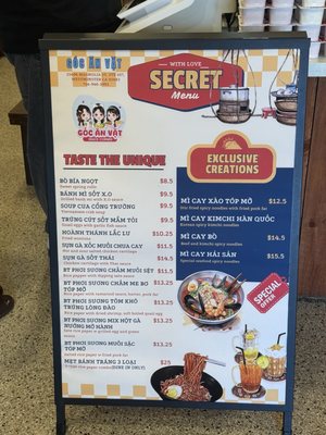 Menu photo 2 Goc An Vat Westminster, CA