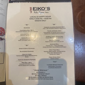 Eiko's Napa - Happy Hour Menu - Sushi Bars Near Me - Napa, California Eiko's Napa - Happy Hour Menu - Sushi Bars Near Me - Napa, California