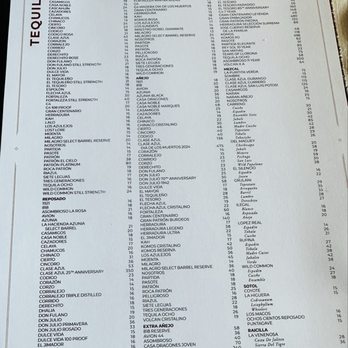 La Hacienda - Tequila Menu - Mexican Near Me - Scottsdale, Arizona