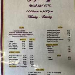 Greg's Pizza - Menu