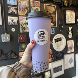 Taro bubble tea was delicious and how cool are these cups!? Highly recommend. Taro bubble tea was delicious and how cool are these cups!? Highly recommend.