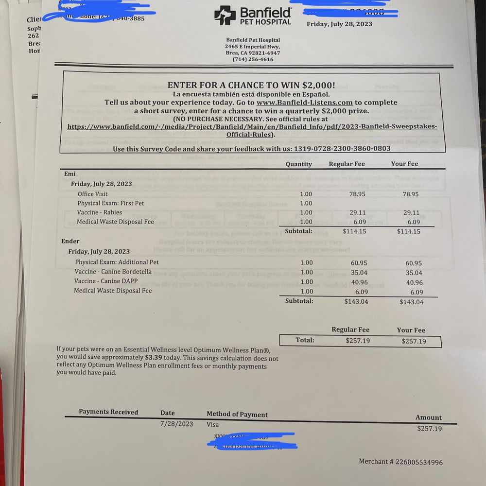 What it cost for the visit $139.90 for "office visit" for both dogs What it cost for the visit $139.90 for "office visit" for both dogs