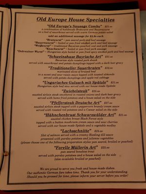 Menu photo 2 Old Europe Washington, DC, DC