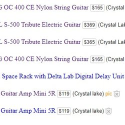Crowley's Guitar Shoppe - Just some of Crowley's "Owner Section" spam-