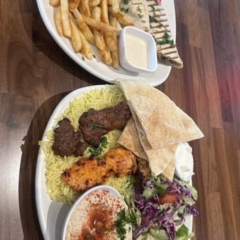 Mediterranean Kebob Station - Beef Shawarma Combo Sandwich and Mix Grill Kabob Plate - Mediterranean Near Me - Walnut, California