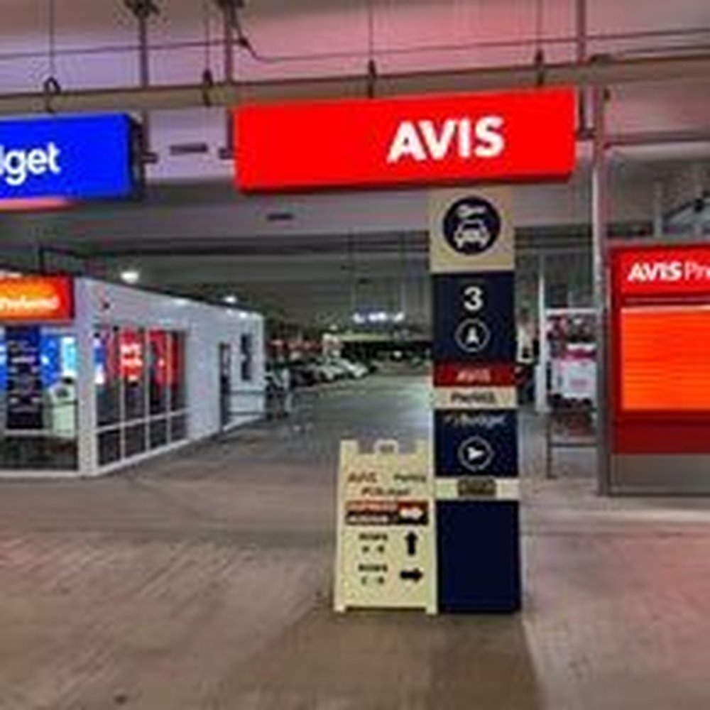 The Avis Budget check-in. It's a good distance from the airport.