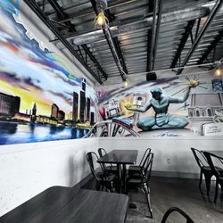 Detroit Taco Company - Inside seating area and mural