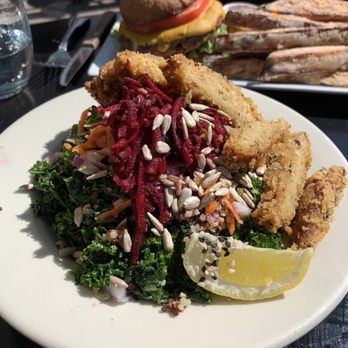 ION Restaurant, It's Only Natural, ION - Kale salad with chickpea cutlet - Vegan Near Me - Middletown, Connecticut ION Restaurant, It's Only Natural, ION - Kale salad with chickpea cutlet - Vegan Near Me - Middletown, Connecticut