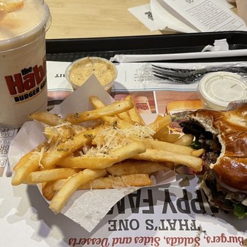 Habit Burger & Grill - Pretzel Pub Char with Parmesan Garlic Fries and salted Sea Salt Caramel Shake - Salad Near Me - Henderson, Nevada Habit Burger & Grill - Pretzel Pub Char with Parmesan Garlic Fries and salted Sea Salt Caramel Shake - Salad Near Me - Henderson, Nevada