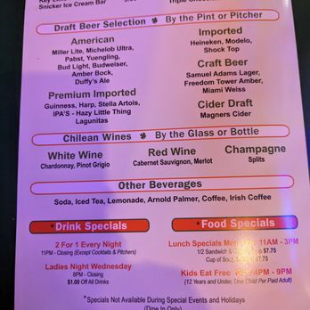 Duffy's Tavern - Dessert & Beverage menu. - Bars Near Me - Miami, Florida Duffy's Tavern - Dessert & Beverage menu. - Bars Near Me - Miami, Florida