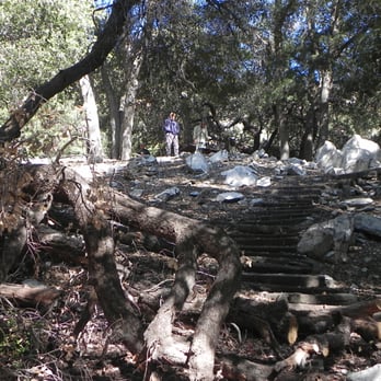 Mt Lowe - Steps down to where the Alpine Tavern used to be and where pieces of it can still be found. - Hiking Near Me - Altadena, California Mt Lowe - Steps down to where the Alpine Tavern used to be and where pieces of it can still be found. - Hiking Near Me - Altadena, California