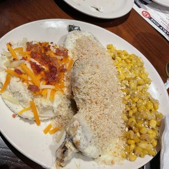 Kickback Jack's - Mashed potatoes, corn, and chicken Parmesan Crusted Chicken - American Near Me - Wilmington, North Carolina Kickback Jack's - Mashed potatoes, corn, and chicken Parmesan Crusted Chicken - American Near Me - Wilmington, North Carolina