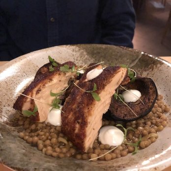 Union Restaurant - Faroe Island Salmon - Vadouvan curry, toasted couscous, roast acorn squash, yogurt - Cocktail Bars Near Me - Portland, Maine
