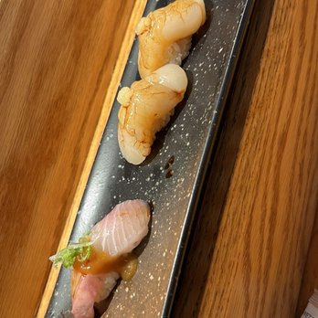 Sushi Maruyama - Skip Jack and scallop Nigri - Japanese Near Me - San Mateo, California Sushi Maruyama - Skip Jack and scallop Nigri - Japanese Near Me - San Mateo, California