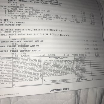 Leif Johnson Ford - Receipt from oil change - Car Dealers Near Me - Austin, Texas Leif Johnson Ford - Receipt from oil change - Car Dealers Near Me - Austin, Texas