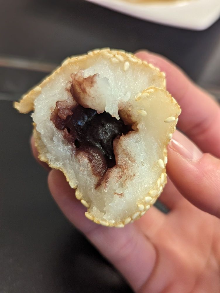Interior of sesame balls. Yelp