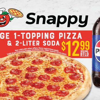Snappy Tomato Pizza - Snappy Tomato Pizza deal - Large 1-topping pizza and 2-liter soda for $12.99. - Pizza Near Me - Fort Wright, Kentucky Snappy Tomato Pizza - Snappy Tomato Pizza deal - Large 1-topping pizza and 2-liter soda for $12.99. - Pizza Near Me - Fort Wright, Kentucky