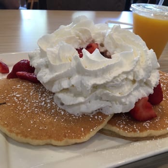 Stacks Pancake House - Strawberries n' creme short stack with freshly squeezed orange juice. - Breakfast & Brunch Near Me - Irvine, California Stacks Pancake House - Strawberries n' creme short stack with freshly squeezed orange juice. - Breakfast & Brunch Near Me - Irvine, California