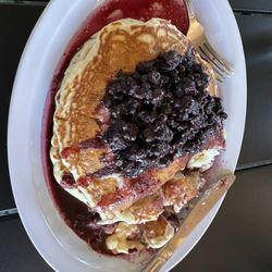 Barbie's Seabeck Cafe - Lemon ricotta pancakes with blueberry compote