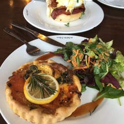 Columbus Coffee - Salmon quiche & breakfast sandwich.