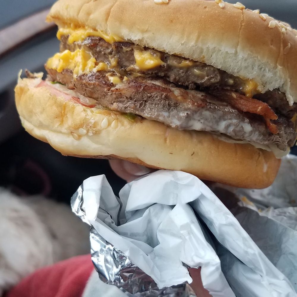Chicken Drive-In - Double Bacon cheeseburger. Small amount of bacon but pretty good overall - Burgers Near Me - Lake Stevens, Washington