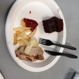 This is what this catering company considers a full meal. The hair we found in the fudge was a bonus. Probably cause they are so generous.