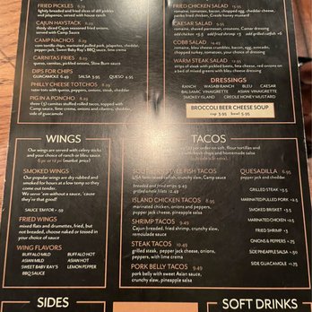 The Camp - Front menu - Burgers Near Me - Natchez, Mississippi The Camp - Front menu - Burgers Near Me - Natchez, Mississippi