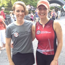 Head triathlon coach Sarah Oliver with her client Elizabeth