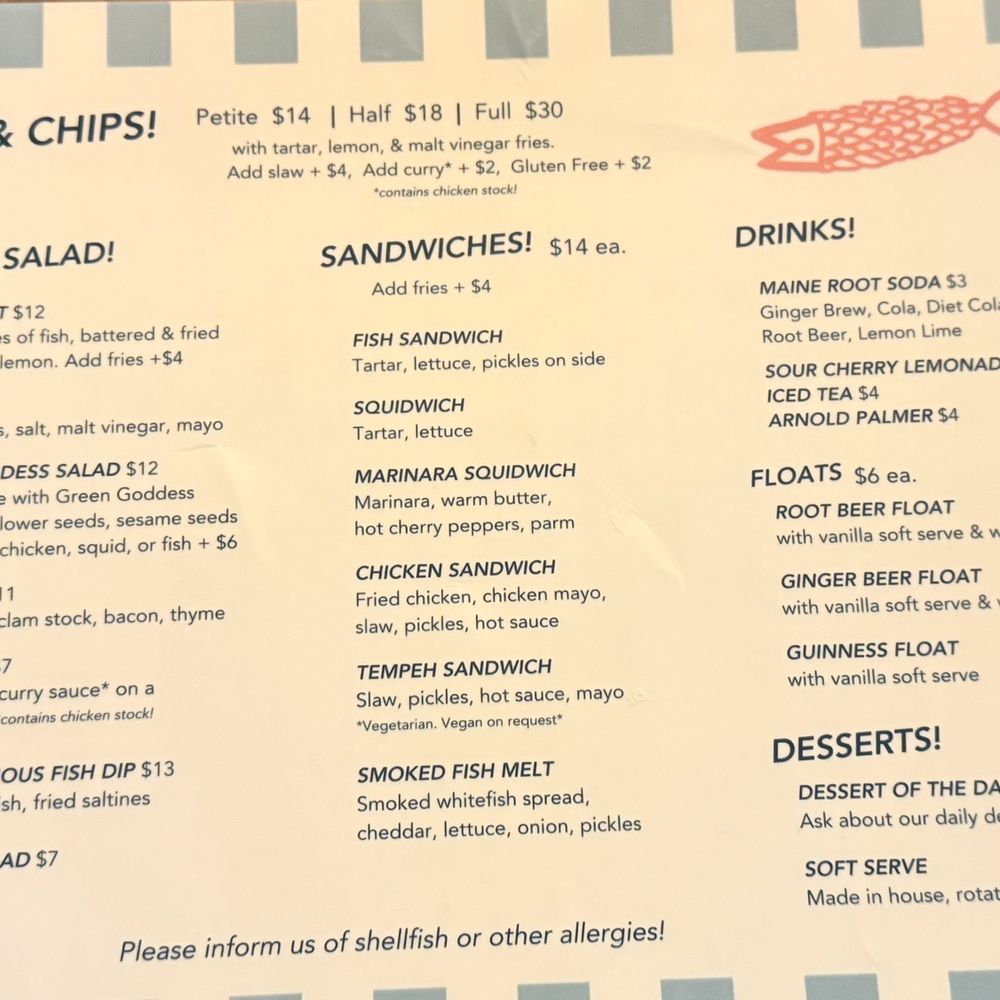 Fish & Whistle - Menu of the fish & whistle - Seafood Near Me - Biddeford, Maine
