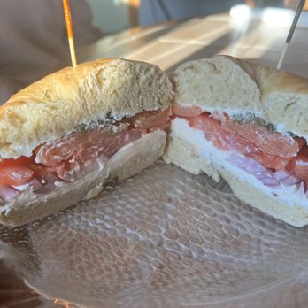 Barrier Island Bagels - Lox Bagel with tomato and onion - Breakfast & Brunch Near Me - Kitty Hawk, North Carolina Barrier Island Bagels - Lox Bagel with tomato and onion - Breakfast & Brunch Near Me - Kitty Hawk, North Carolina
