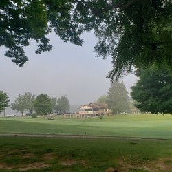 Pines Golf Course - The Golf Lodge in a early morning fog. (View from golf course)