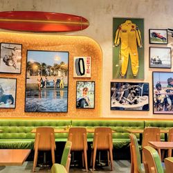 Automotive memories adorn the walls.