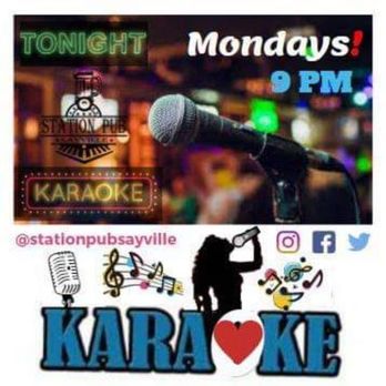 Station Pub - a microphone and a karaoke sign - Pubs Near Me - Sayville, New York Station Pub - a microphone and a karaoke sign - Pubs Near Me - Sayville, New York