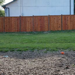 Our fence 116 ft stained to finish Our fence 116 ft stained to finish