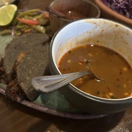 Birria! We had two favorites and this was one of them. Not too greasy and stuffed with meat. Birria! We had two favorites and this was one of them. Not too greasy and stuffed with meat.