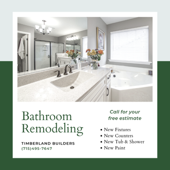 Timberland Builders - bathroom remodeling flyer - General Contractors Near Me - Janesville, Wisconsin Timberland Builders - bathroom remodeling flyer - General Contractors Near Me - Janesville, Wisconsin
