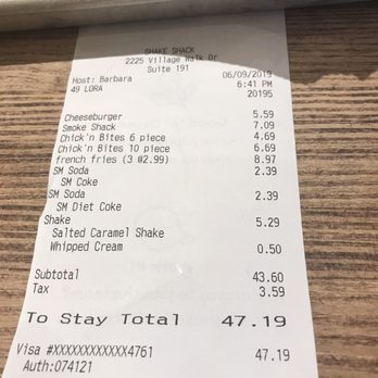 Shake Shack Henderson - Our bill - Burgers Near Me - Henderson, Nevada Shake Shack Henderson - Our bill - Burgers Near Me - Henderson, Nevada