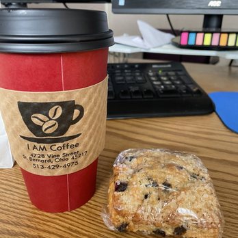 I AM Coffee - Chai latte with almond milk and blueberry scone - Coffee & Tea Near Me - Saint Bernard, Ohio