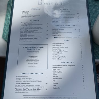 OCEAN2000 - Breakfast menu - New American Near Me - Fort Lauderdale, Florida